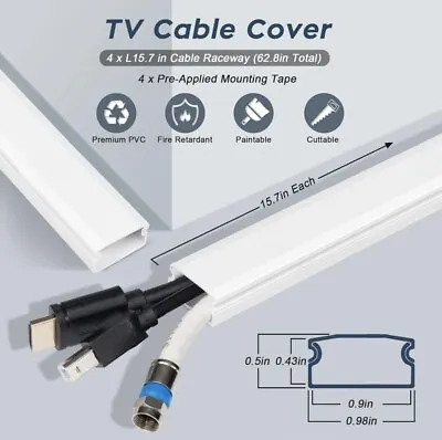 TV Cord Cover For Wall - Cable Concealer Wall Cable Cover To Hide Wire Nib 62.8” • $15.84