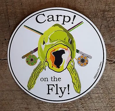 $4.95 • Buy FLY FISHING BUMPER STICKERS Carp On The Fly! 5  Circles Decals Sucker Flies