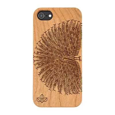 £21.99 • Buy Peacock Spread Natural Carved Wooden Phone Case For IPHONE SAMSUNG HUAWEI PIXEL