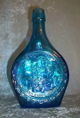 Vintage 1971 Wheaton Charles Evans Hughes Blue Iridescent Glass Decanter Bottle • $22.40