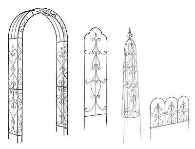 Garden Metal Rose Arch Plant Obelisks Support Garden Wall Trellis Frames • £32.98