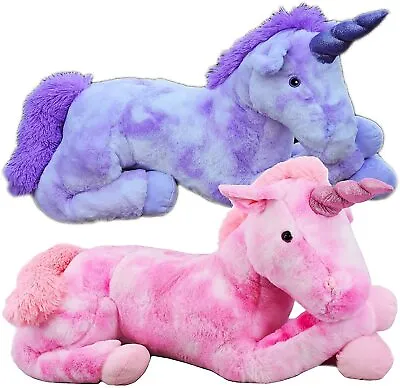 21  Large Plush Unicorn Teddy Stuffed Super Soft Cuddly Toy Lying Horse Gift • £17.99