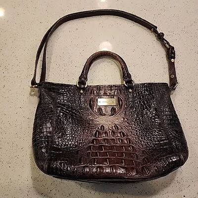 Brahmin Brown Cocoa Mini Arno Melbourne Croc Emb Leather Shoulder Bag / Handbag • $107.99