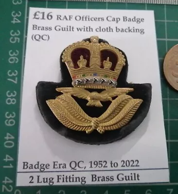 RAF Officers Beret Badge QC Metal White & Gilt With Velvet Backed Voids.  • £16