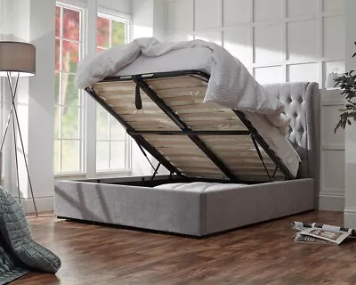 NQP King Platinum Dakota Ottoman Storage Bed- Ass Option- LOCAL DELIVERY ONLY • £450