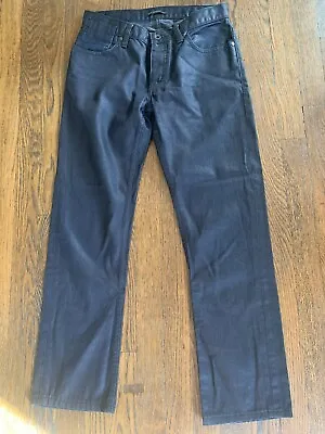 John Varvatos Bowery Slim Straight Black Waxed Jeans Mens Sz 30RG Inseam 28” • $48