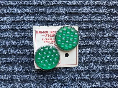 Vintage Style Bike Reflectors-Pair-Automobile License Plate Fasteners-GREEN USA • $12