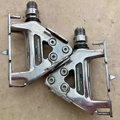 Shimano 600 6400 Tricolor Road Bike Pedals Chrome Silver Cycling Vintage  • $20