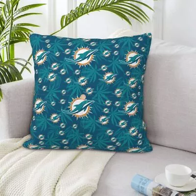 2PCS Miami Dolphins Linen Decorative Throw Pillow 16-20in With Pocket • $12.34