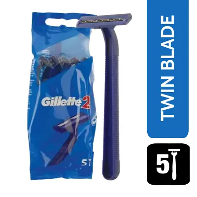 Gillette 2 Blue Razors Twin Blade Disposable Razors For Mens Shaving | Pack Of 5 • £38.95