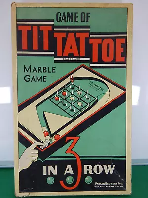 Vintage Marble Game Parker Brothers Tit Tat Toe 3-In-A-Row Wood Base Complete • $29.99