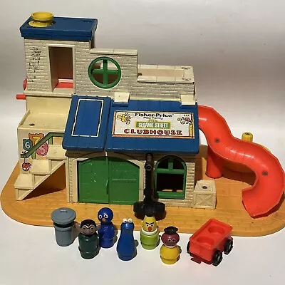 Vintage Sesame Street Clubhouse + Figures Fisher Price Play Family Little People • $99.99