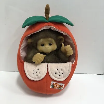 Hosung Little Monkey Lost Plush  Red Apple Hand Puppet Flocked Face Vintage. • $25.95