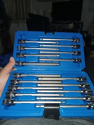 18piece 3/8 Inch Drive Extra Long Allen Hex Bit Socket Set Sae & Metric 1/83/8 • $39.99