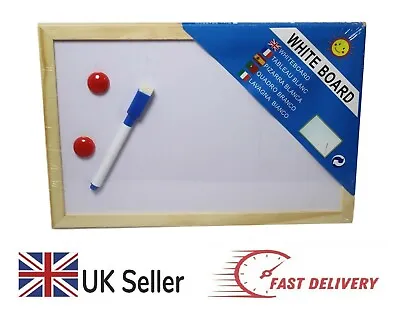 A4 Dry Wipe Magnetic Mini Office Whiteboard Notice Memo White Board Pen & Eraser • £3.99