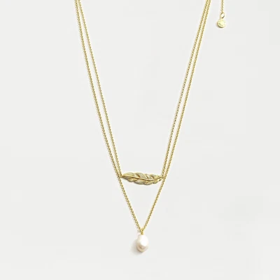 $6 • Buy J Crew Women's  Feather And Pearl Layered Necklace Item AG794 $39