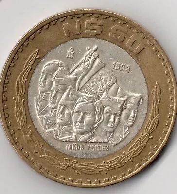 Mexico 50 New Pesos 1994 Bimetallic Center Silver • $30