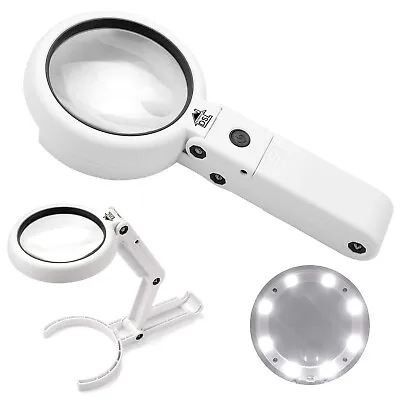 DSL Portable Illuminated Magnifying Glass 5X 11X Jewellery Loupe Reading 8 LEDs  • £8.99