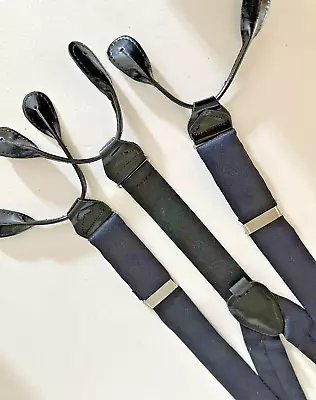 Men's Nice Quality  Silk-Black Patent Leather Button Suspenders/Braces • $20