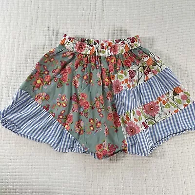 Matilda Jane 435 Badminton Skirt Girls 8 Boho Floral Striped Patchwork Twirl • $12.88