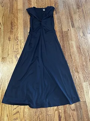 Patagonia Bandha Women Twist Front Midi Black Dress Size S Sleeveless Stretch • $32