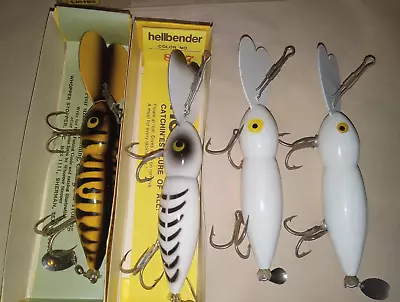 Lot Of 4 Vintage Whopper Stopper Magnum Hellbender Fishing Lures - 5  Size • $19.97