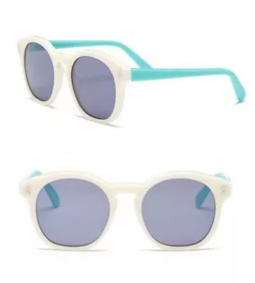 Stella McCartney Sunglasses SC0013SA 003 Cream/Blue Round Frames W/ Case NEW • $106.24