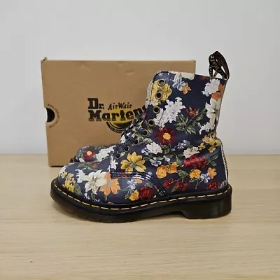 Dr Martens 1460 Pascal Darcy Wanderlust Flowers Floral Navy Leather Boot Uk 5 • £89.99