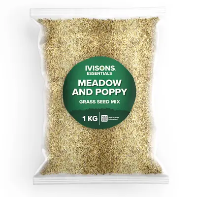 Wild Poppy Meadow 8 Different Grasses & Poppy Seeds Wildflower Ivisons Seeds New • £24.99