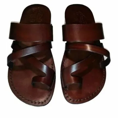 Gladiator 008 Jesus Brown Leather Greek Roman Sandals Camel Shoe Factory Hebron • $34.99