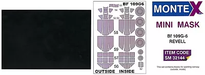 Montex 1/32 MESSERSCHMITT Bf-109G-6 CANOPY PAINT MASK Revell • $8.99