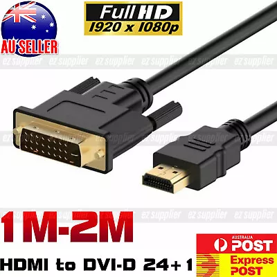 HDMI To DVI Cable Male DVI-D For LCD Monitor Computer PC  DVD Cord Lead HOT • $4.98