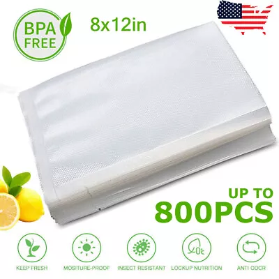 100-800 Quart 8 X12  Embossed Vacuum Sealer Bag Food Saver Storage Package 4Mil • $27.99