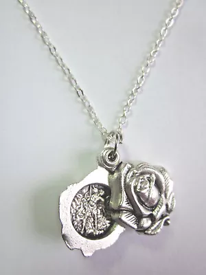 St Michael /Guardian Angel Locket Style Rose Slide Medal Pendant 20  Chain • $16.95