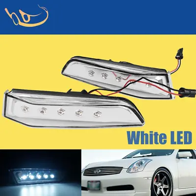 White LED Bumper Side Marker Lights Clear For 2003 2004-2007 Infiniti G35 Coupe • $9.89