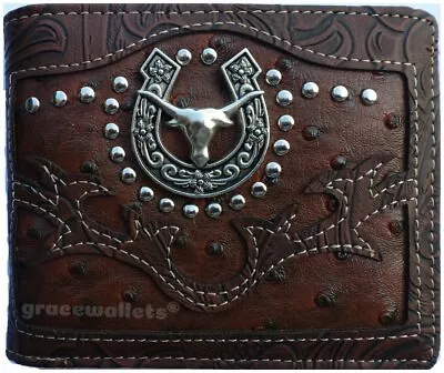 Long Horn Mens Wallet Western Bifold Style W070-6 Brown • $12.99