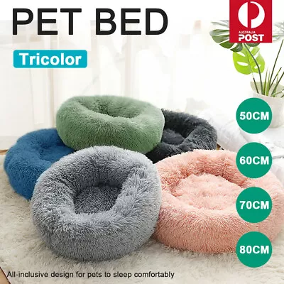 Dog Cat Pet Calming Bed Warm Soft Plush Round Nest Comfy Sleeping Kennel Cave • $12.99