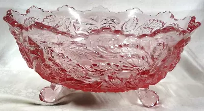 Vintage L. G. WRIGHT - #1595 WILDROSE PINK 3 TOED Glass 8 1/2  BOWL - MINT! • $39.02