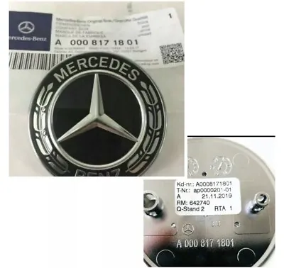 Mercedes-Benz Black Wreath Flat Bonnet Badge Emblem A0008171801 NEW UK • £17.95