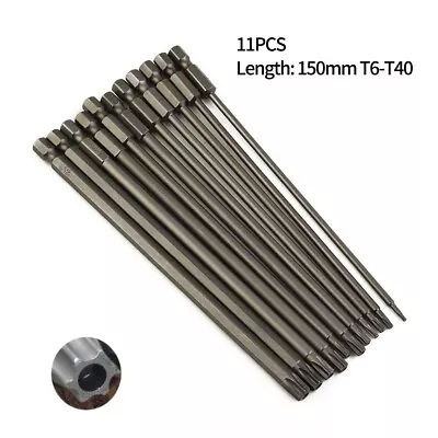 11x Torx Screwdriver Bit Set Hex Security Magnetic Head-150mm Extra Long/T6-T40 • $20.92