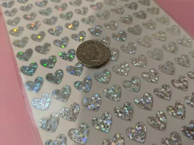 Holographic Love Hearts Silver Sparkly Waterproof Stickers Peel Offs 10 X 10 Mm  • £2.40