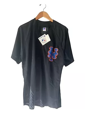 Vintage Russell Athletic New York Mets Black Alternate BLANK Mesh Jersey L NWT • $20