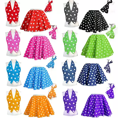 £7.49 • Buy Girls Duet Skirt Or Waistcoat POLKA DOT ROCK N ROLL 50s COSTUME UK