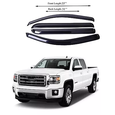 Fits Chevy Silverado/GMC Sierra 14-18 Crew Cab Window Visor Sun Rain Guard • $25.88