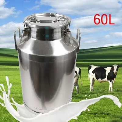 60 Liter Metal Jug Stainless Steel Jar Metal Milk Can Milk Bottle With Lid • $121.60