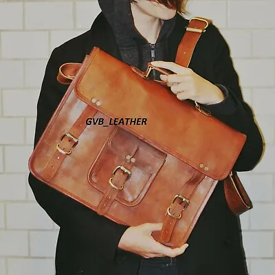 Men Genuine Leather Vintage Laptop Messenger Village Made Briefcase Bag Satchel • $41.32