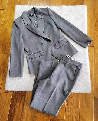 J. Crew Drapy Flannel Pant Suit Devon Blazer Kate Pant Set Gray Wool Blend 8/10 • $99.99