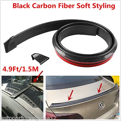 4.9ft/1.5M Universal Carbon Fiber Car Rear Roof Trunk Spoiler Wing Lip Sticker • $39.30