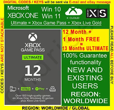 Xbox Game Pass Ultimate 12 Months / Digital CODE - KEY / AUSTRALIA + GLOBAL • $208.99