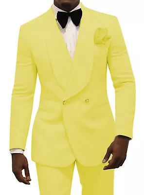 Men 2 Piece Suit Groomsman Prom Cocktail Tuexdos Blazer Jacket Pants 42r 44r 46r • $62.99